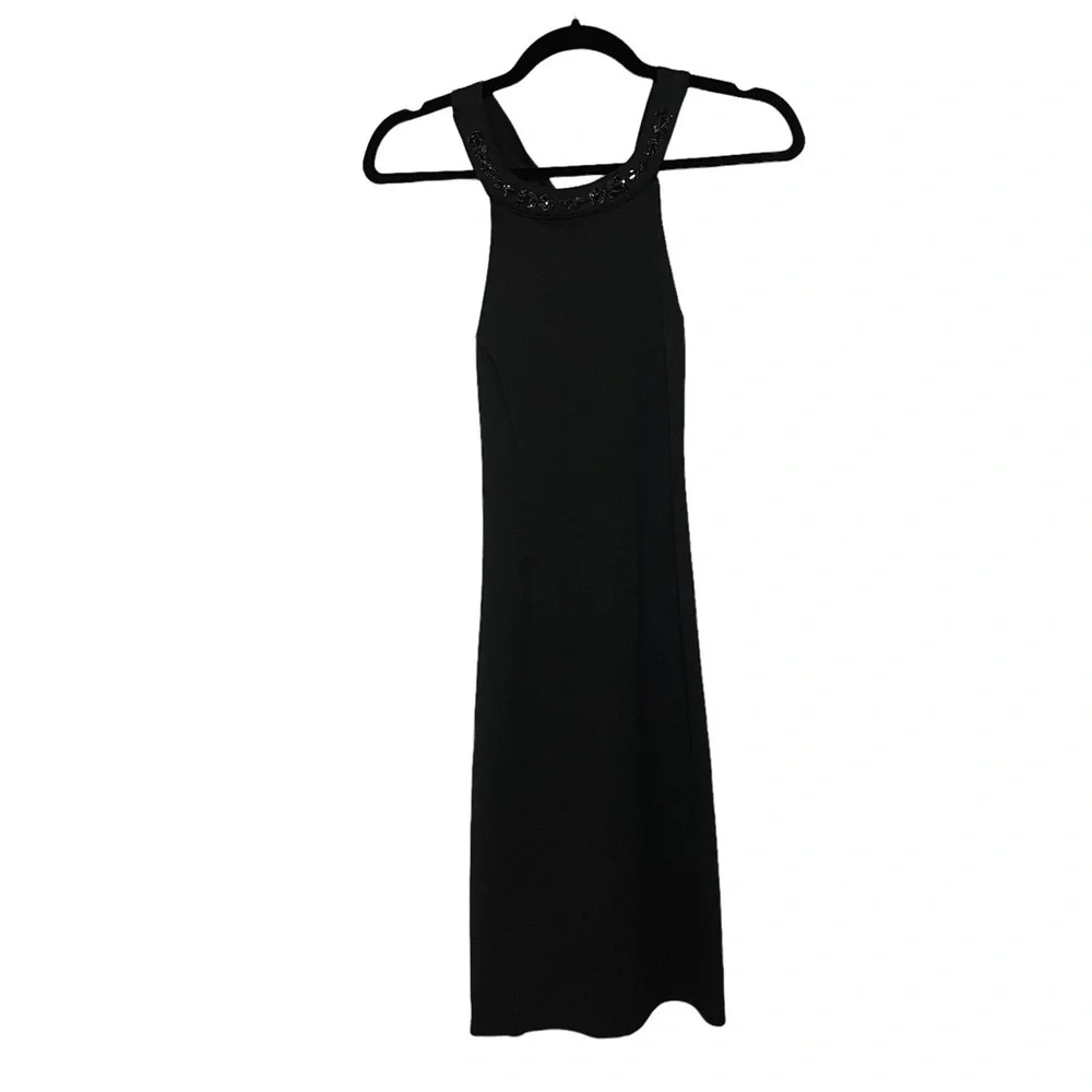 Nordstroms Black Swan Black Halter Dress w/Jeweled Neckline & TwistTie Open Back - Picture 6 of 14
